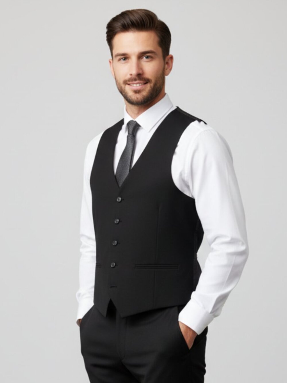 Mens Formal Vest NWOT Black 36R Wedding Prom Tuxedo Waistcoat